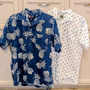 2 Pineapple Print Hawaiian Shirts, Fit Like Medium